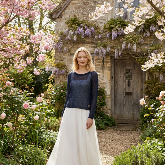 Pull de mariée en mohair Adele - bleu foncé