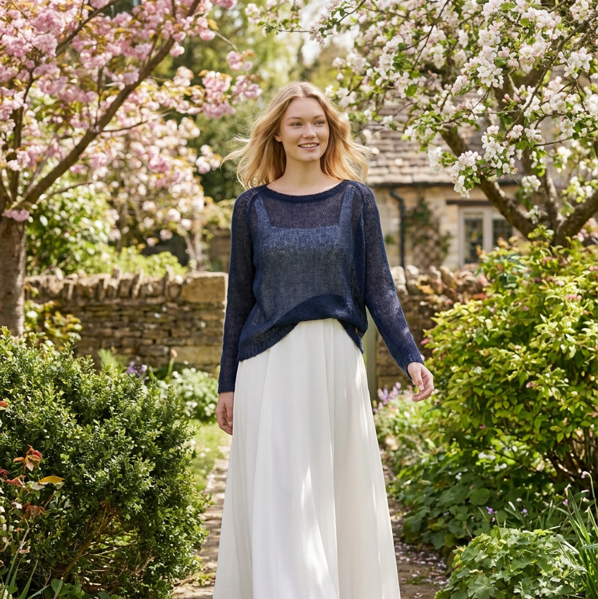 Bridal wedding mohair sweater Adele - dark blue
