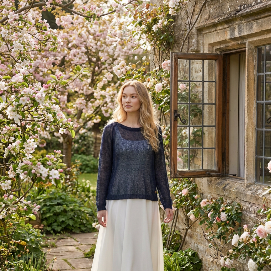 Bridal wedding mohair sweater Adele - dark blue