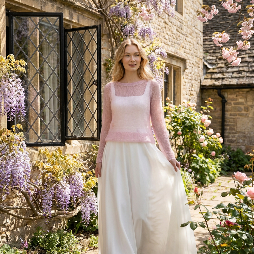 Bridal wedding mohair sweater Adele - pink
