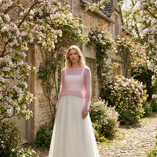 Pull de mariée en mohair Adele - rose