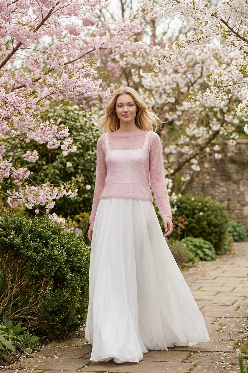 Bridal wedding mohair sweater Adele - pink
