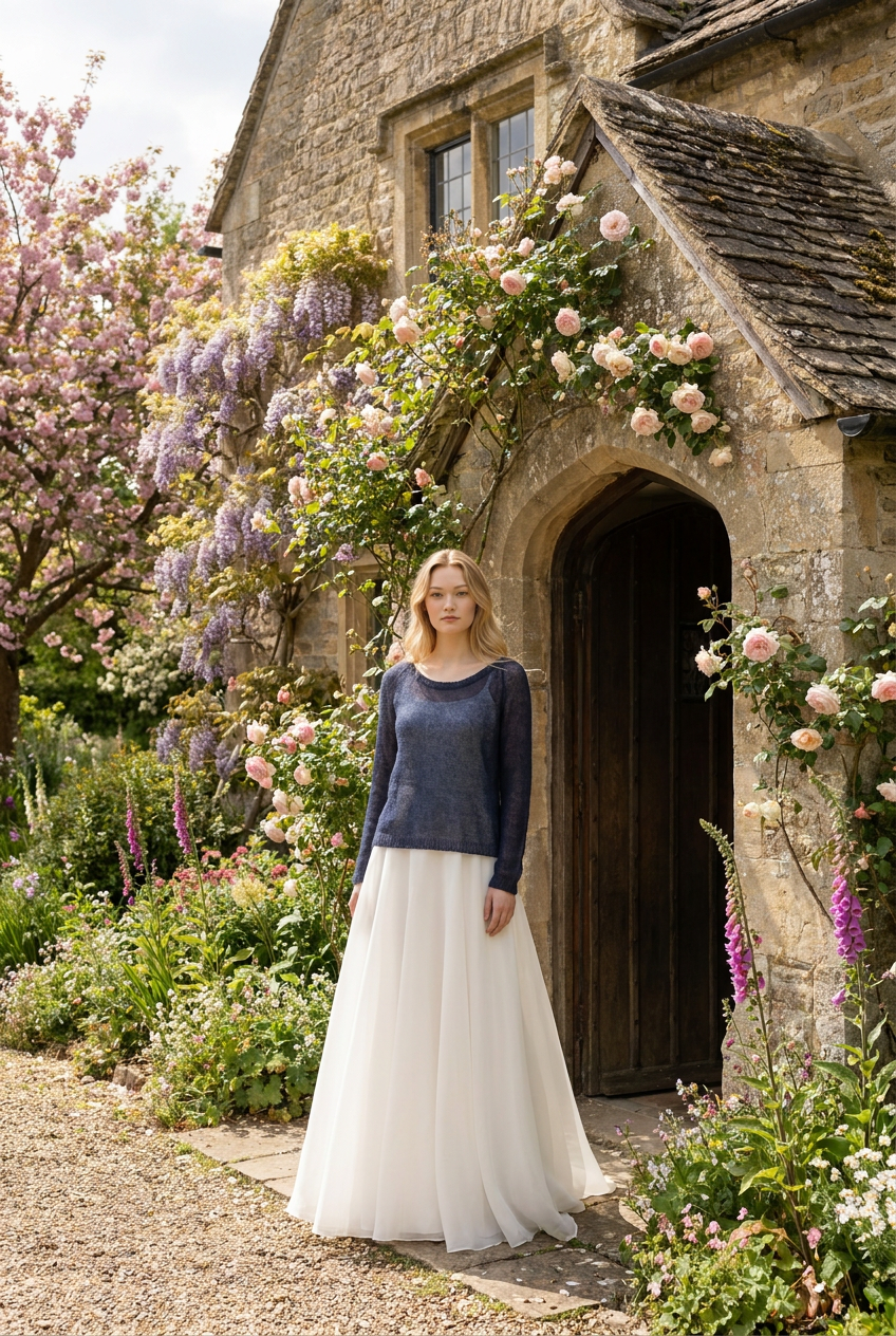 Bridal wedding mohair sweater Adele - blue with gray shade