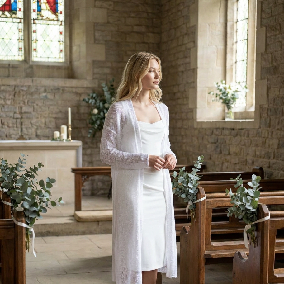 Bridal wedding knitted mohair cardigan Wind - White