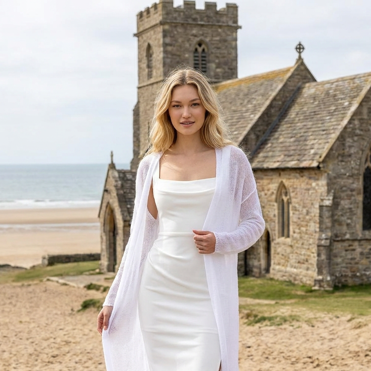 Bridal wedding knitted mohair cardigan Wind - White