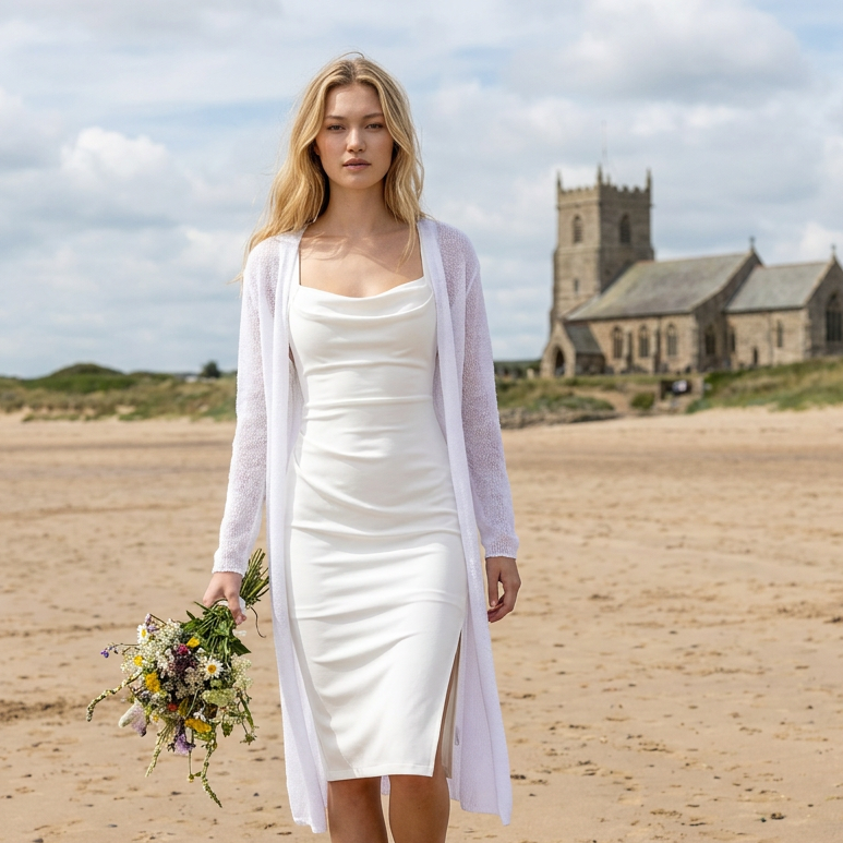 Bridal wedding knitted mohair cardigan Wind - White