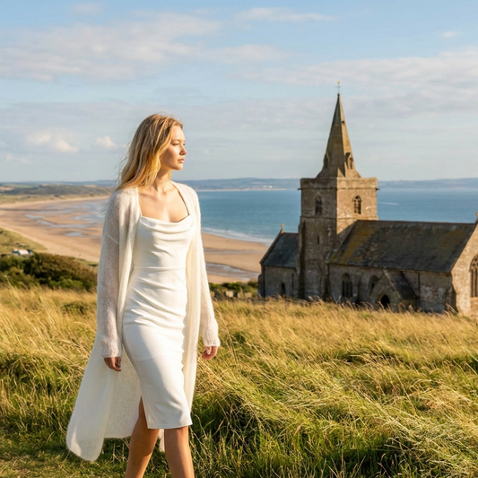 Gilet de mariage en mohair tricoté Wind - Blanc