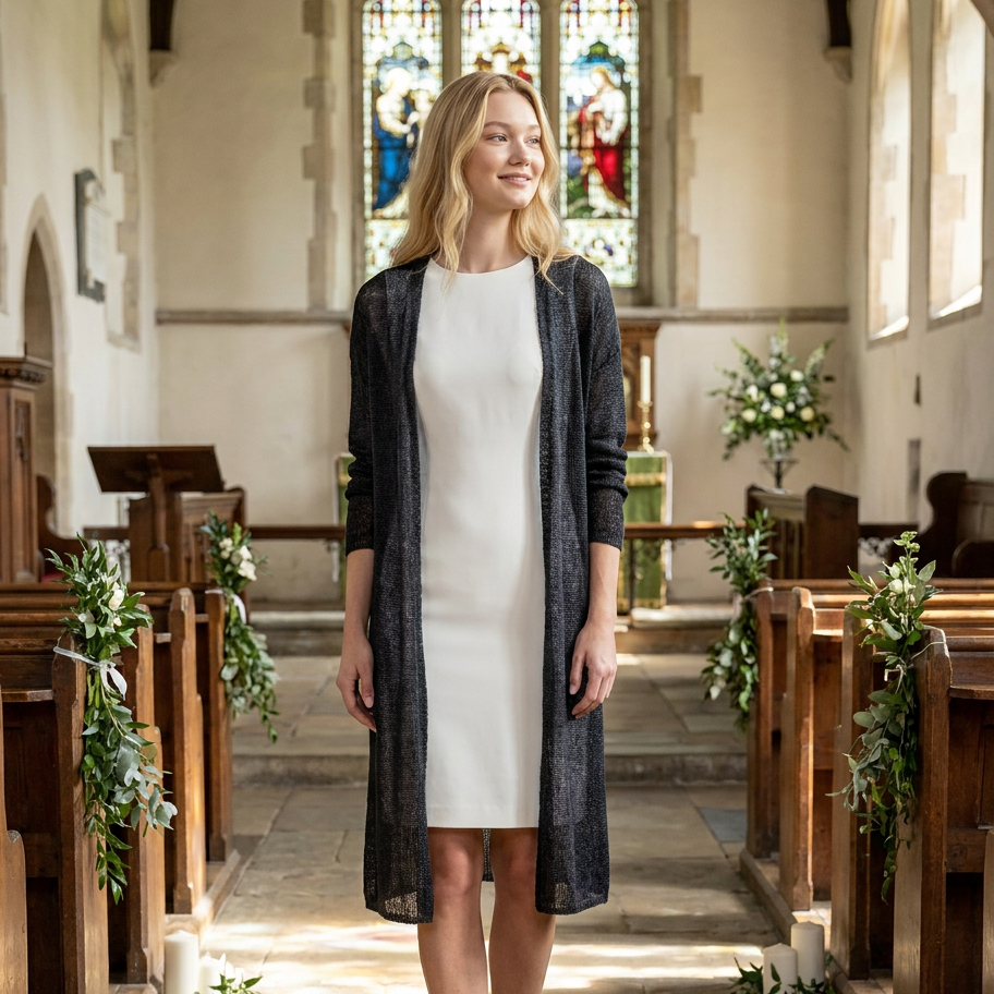 Gilet de mariage en mohair tricoté Wind - Noir