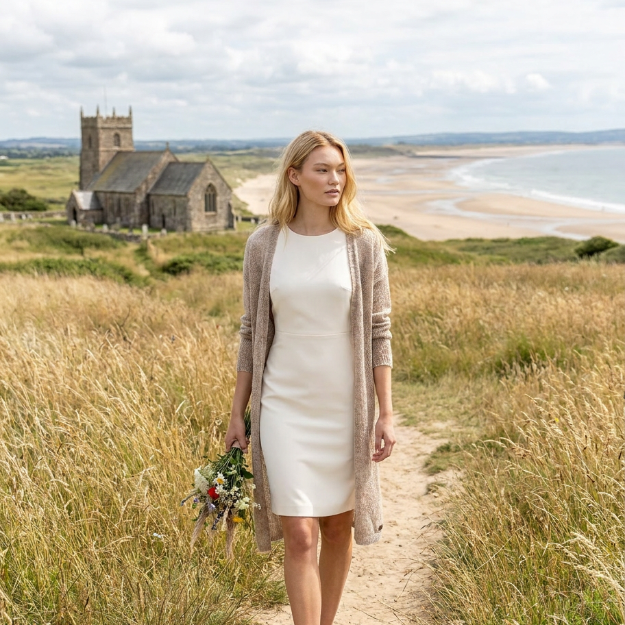 Gilet de mariage en mohair tricoté Wind - Cacao