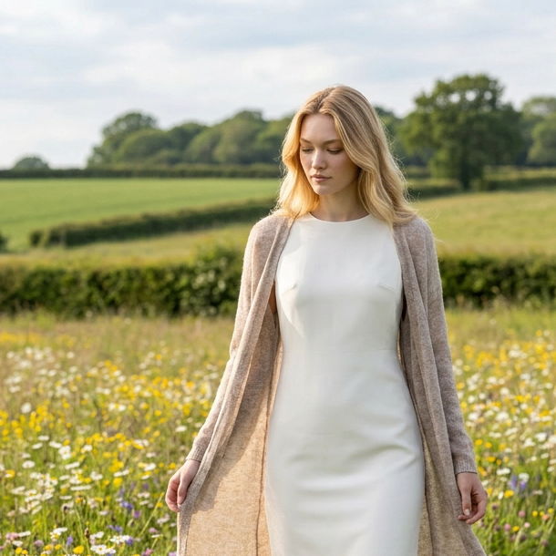 Gilet de mariage en mohair tricoté Wind - Cacao