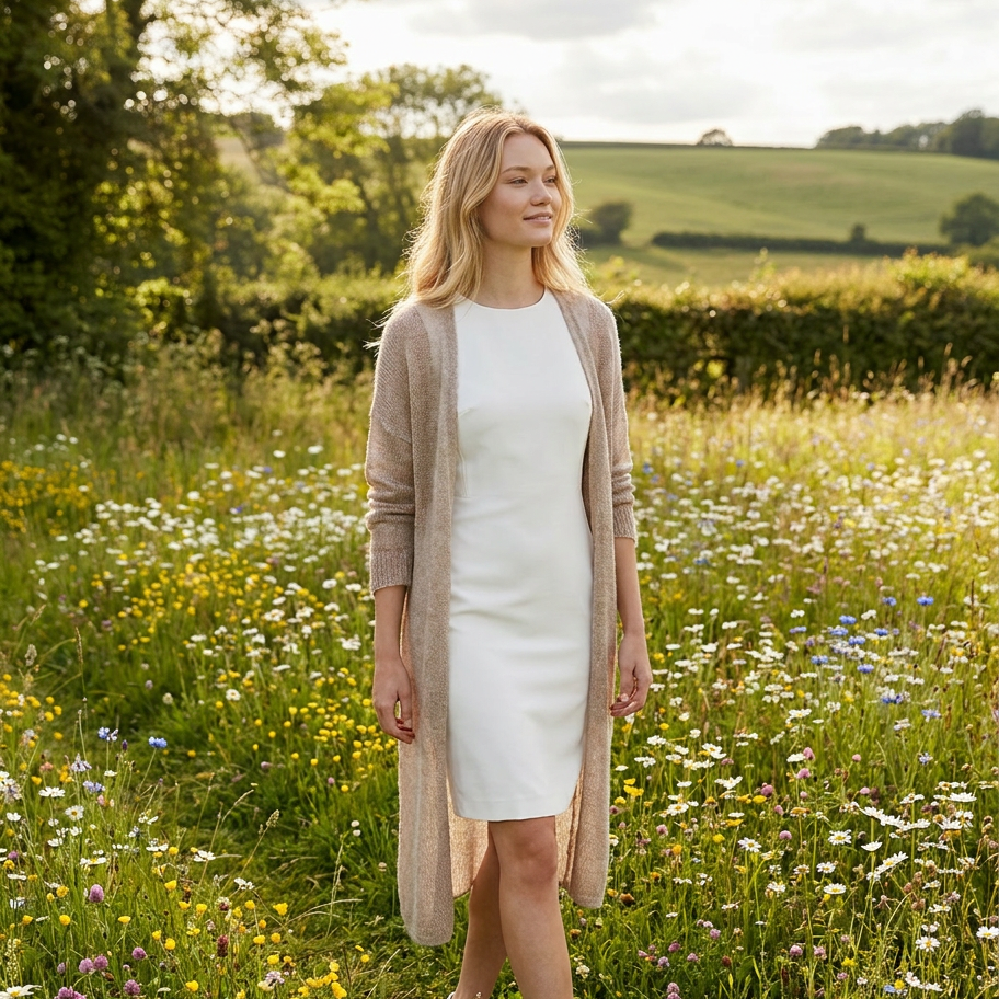 Gilet de mariage en mohair tricoté Wind - Cacao