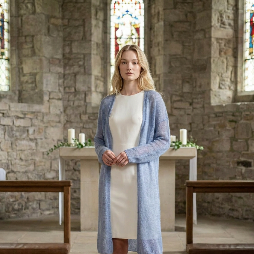 Gilet de mariage en mohair tricoté Wind - Mauve