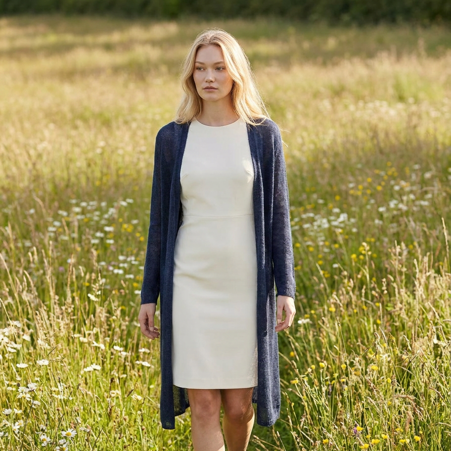 Gilet de mariage en mohair tricoté Wind - bleu avec des nuances de gris