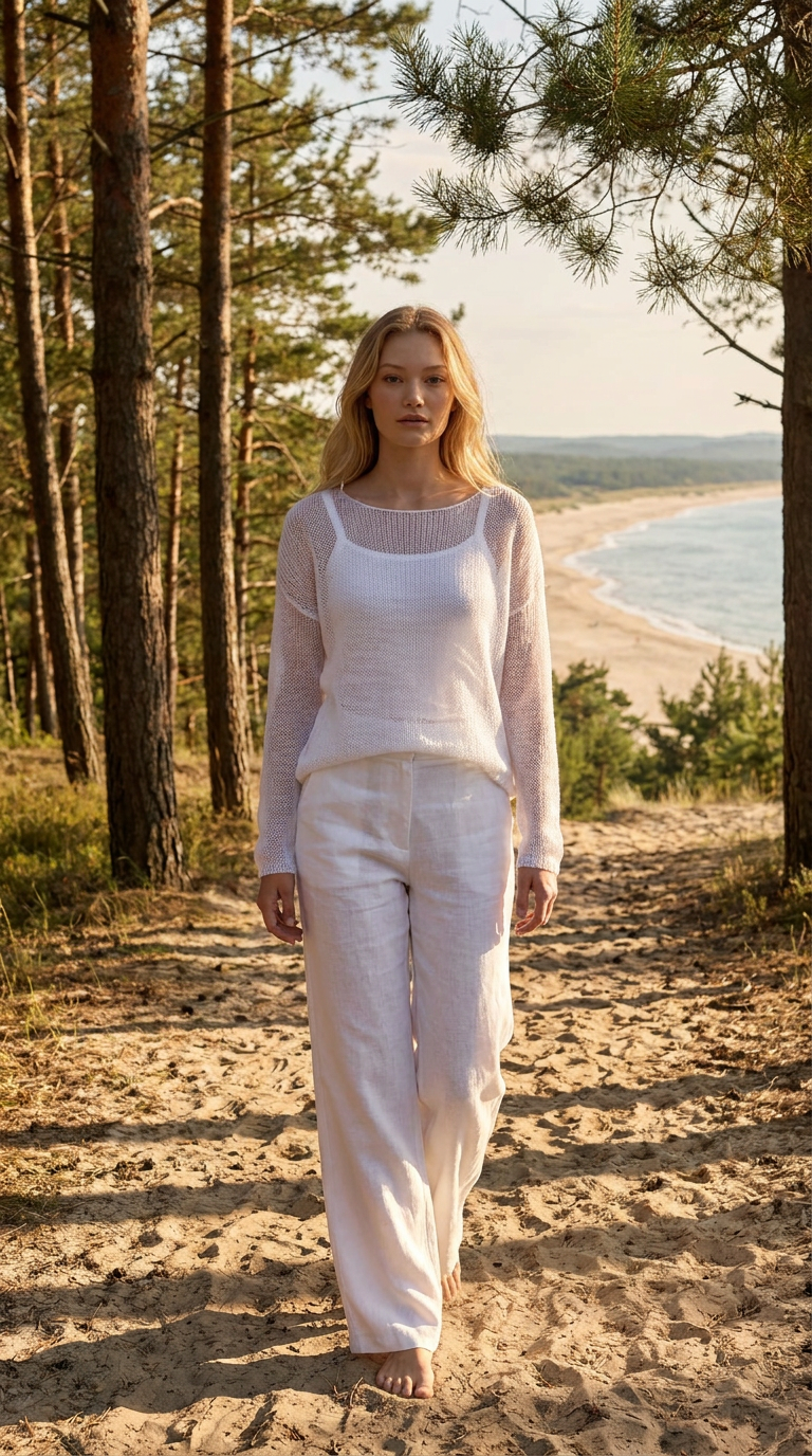 Knit lightweight mohair sweater pullover DUNE - white