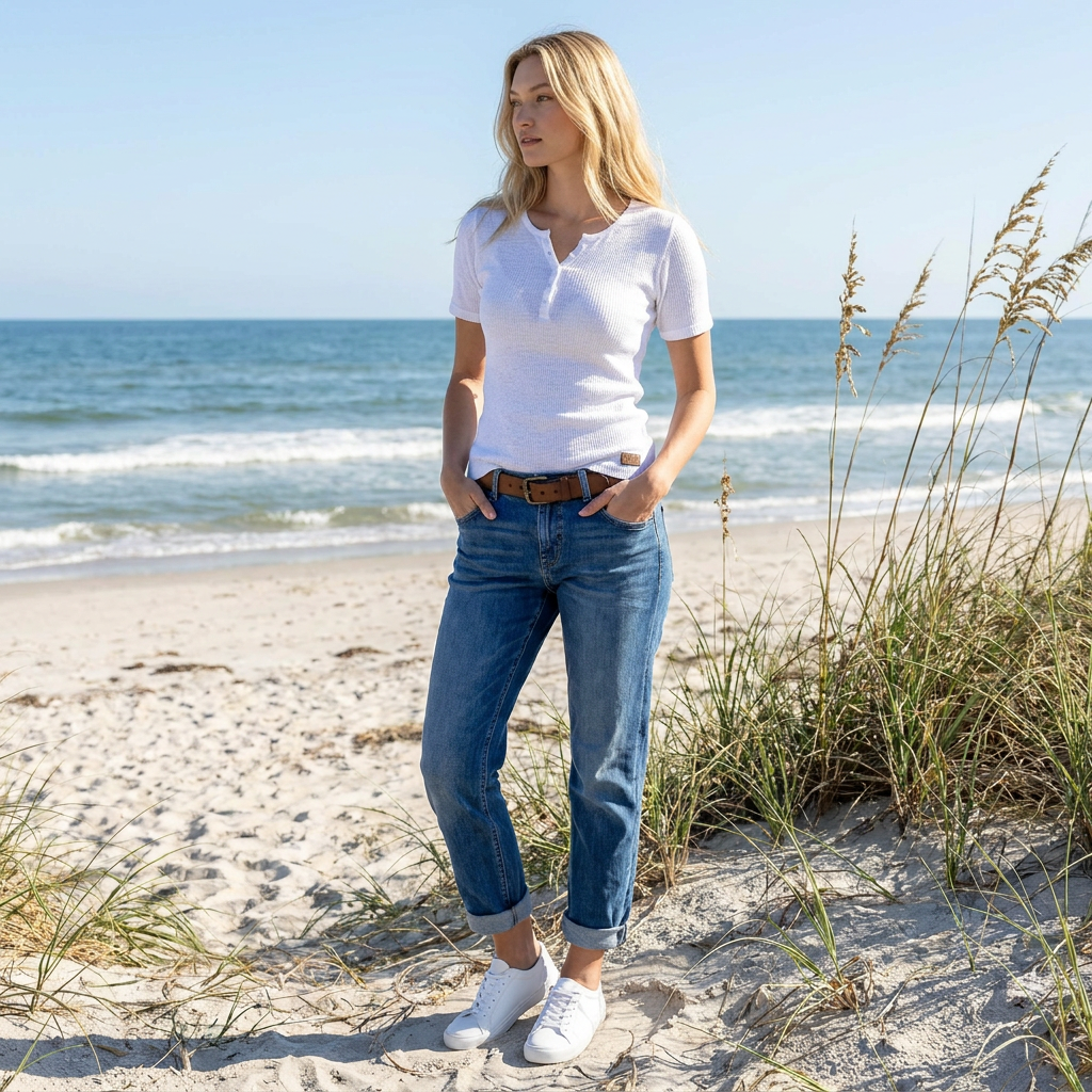 Linen thin t-shirt polo Emily - white