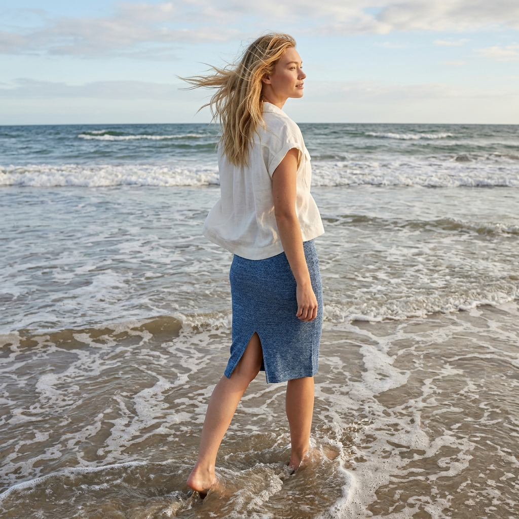 Linen thin skirt pencil Emily - gray