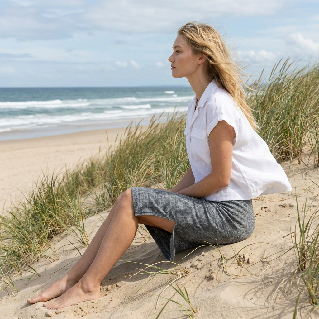 Linen thin skirt pencil Emily - gray