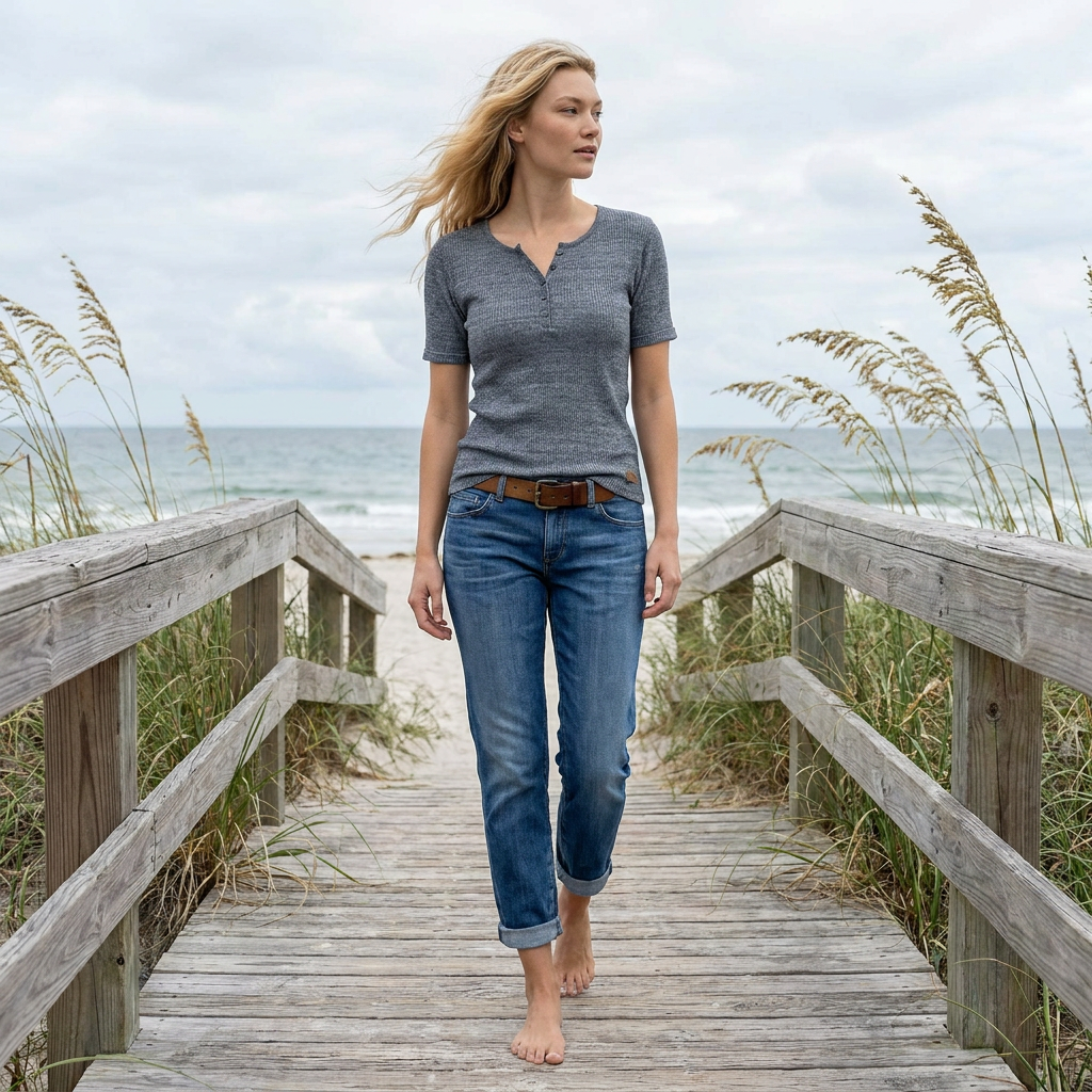 Linen thin t-shirt polo Emily - gray