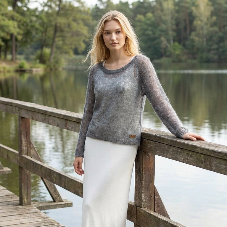 Pull léger en mohair Adele - gris