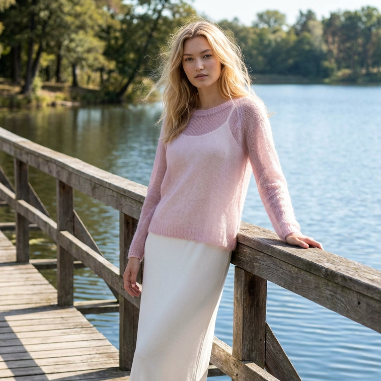 Pull léger en mohair Adele - rose