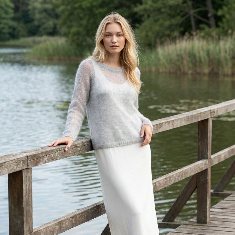 Pull léger en mohair Adele - gris clair