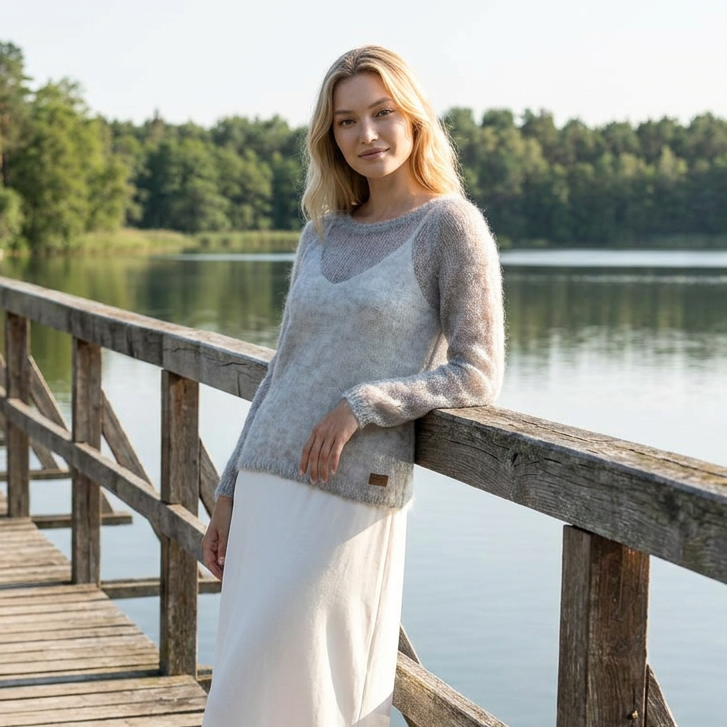 Pull léger en mohair Adele - gris clair