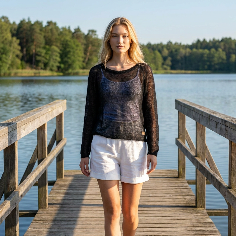 Pull léger en mohair Adele - noir