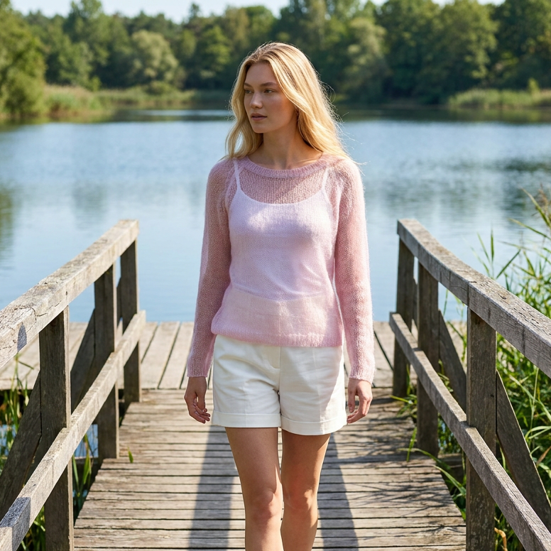Pull léger en mohair Adele - rose