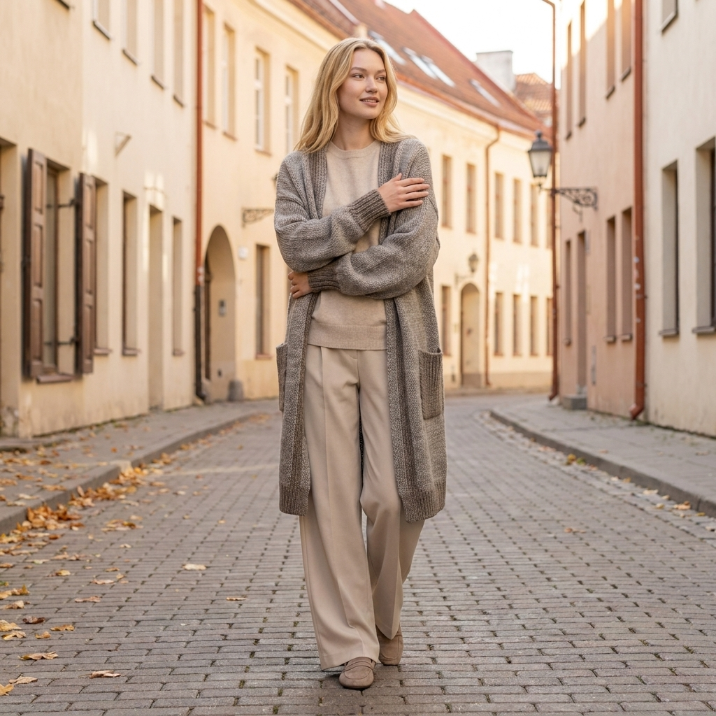 NATHALIE oversized two-tone knit alpaca cardigan, cocoa — By AGdesign