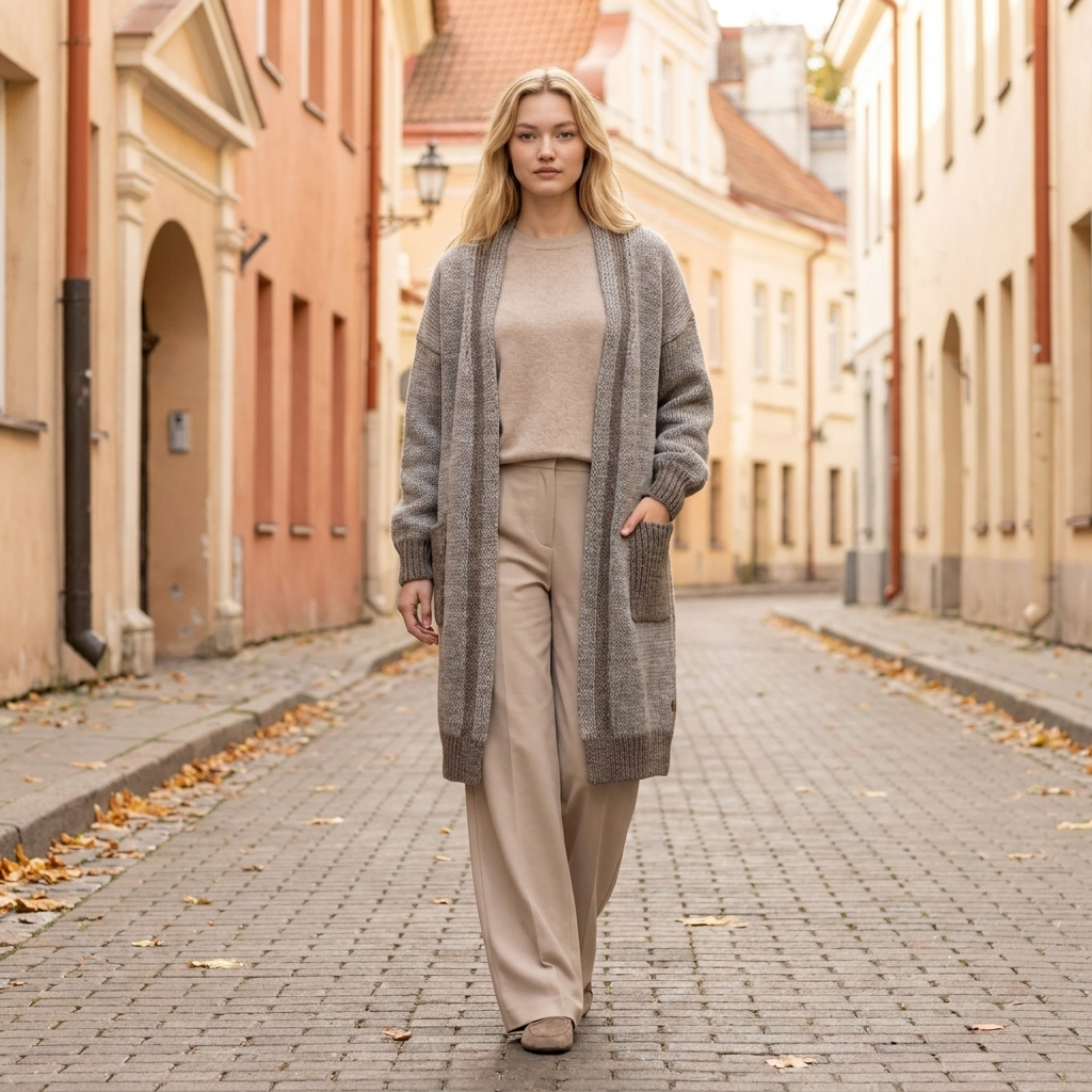 NATHALIE oversized two-tone knit alpaca cardigan, cocoa — By AGdesign