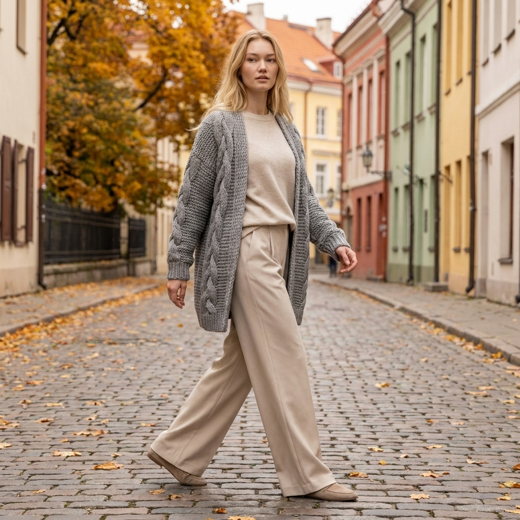 NORA oversized chunky cable knit alpaca cardigan, cocoa — By AGdesign