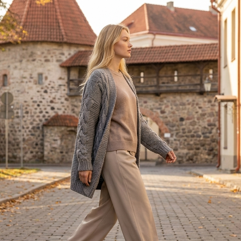NORA oversized chunky cable knit alpaca cardigan, cocoa — By AGdesign