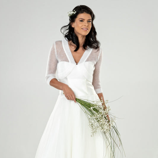 Wedding mohair bolero Ema - white