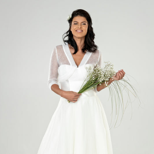 Wedding mohair bolero Ema - white