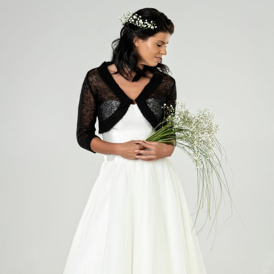 Wedding mohair bolero Ema - black