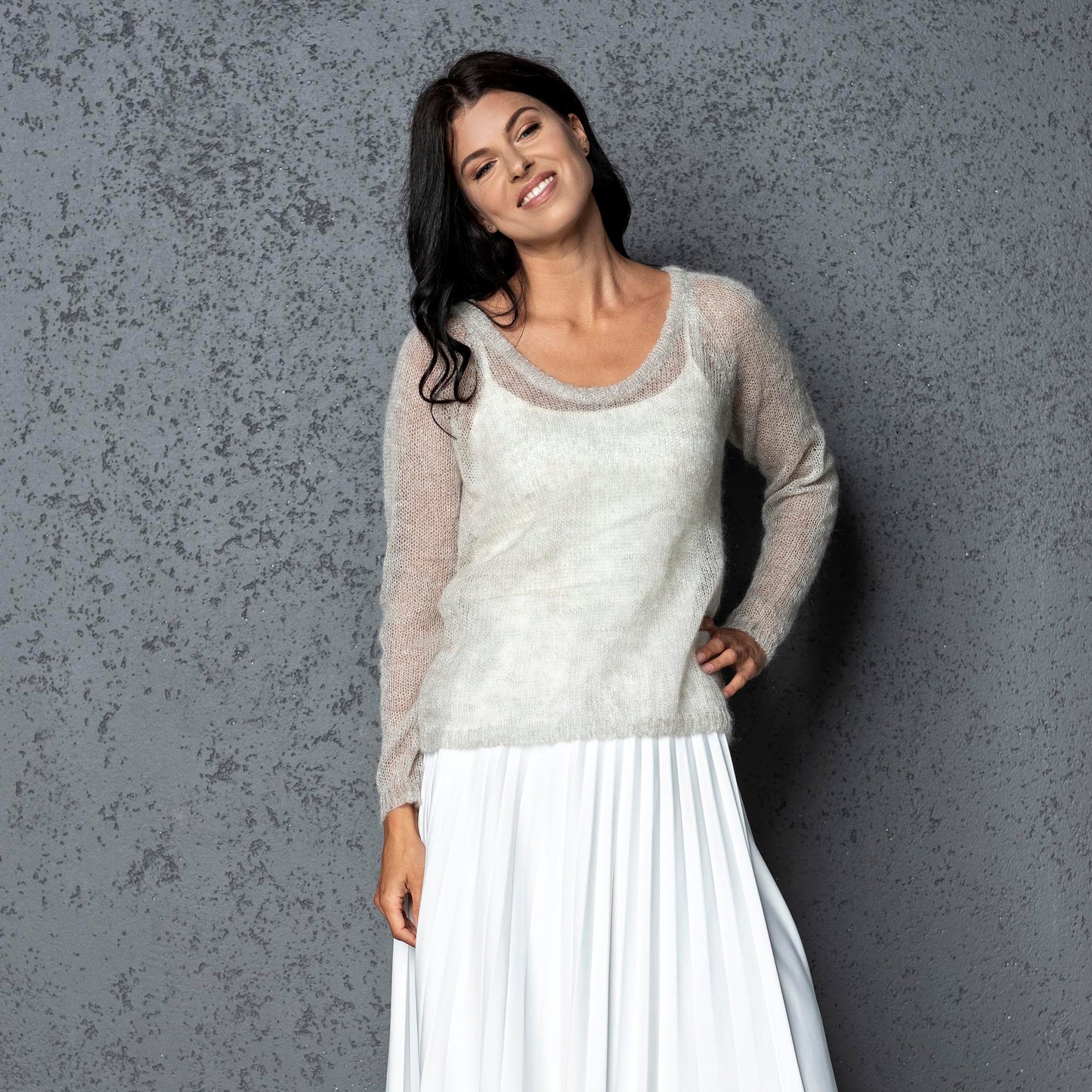 Bridal wedding mohair sweater Adele - beige