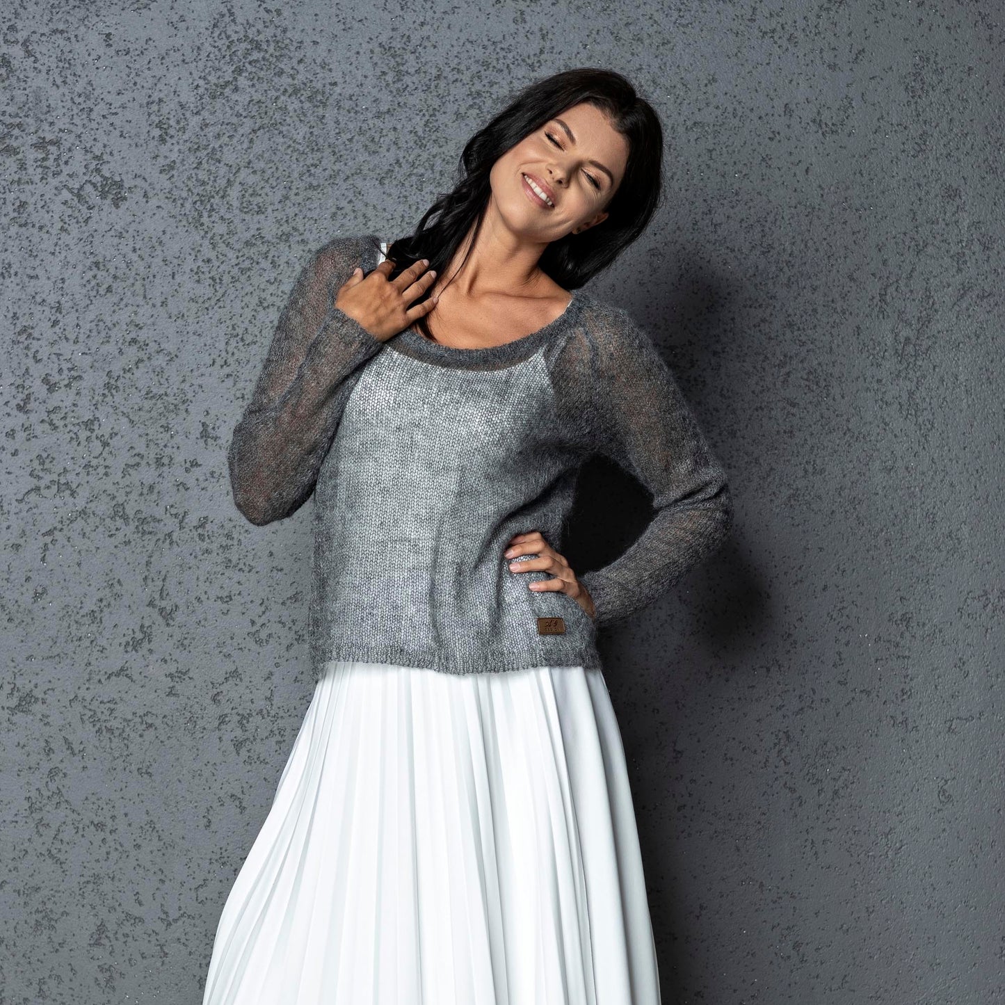 Bridal wedding mohair sweater Adele - gray