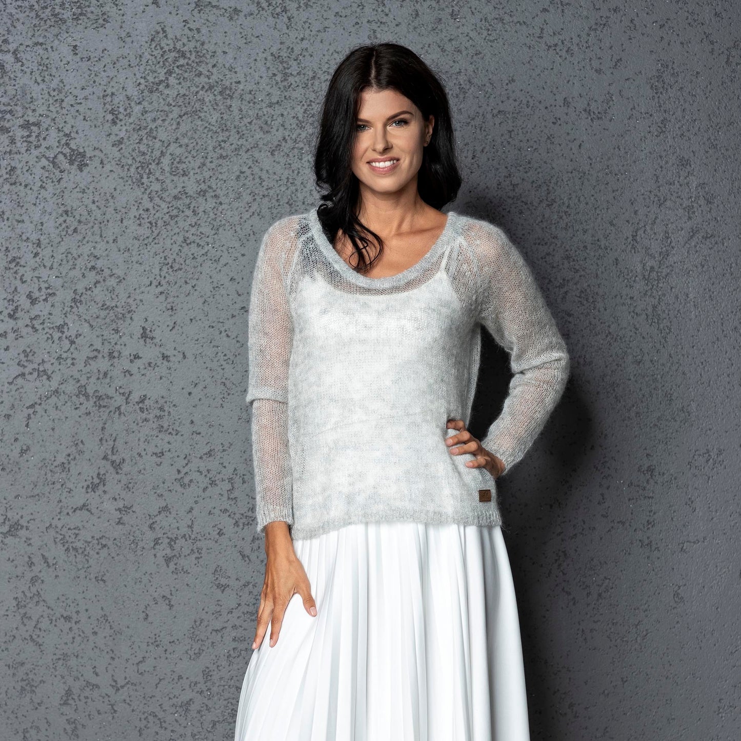 Bridal wedding mohair sweater Adele - light gray