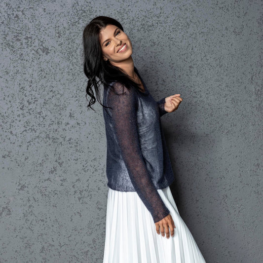 Bridal wedding mohair sweater Adele - blue with gray shade