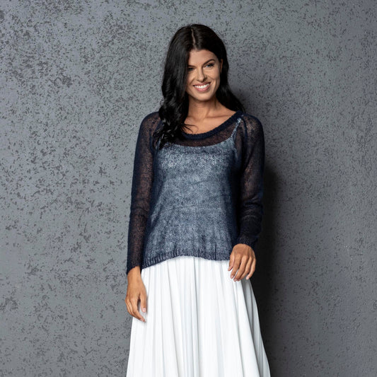 Bridal wedding mohair sweater Adele - dark blue