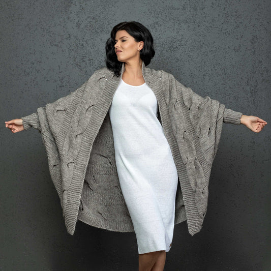 Knotty chunky knit cardigan oversized and forever go - cocoa!