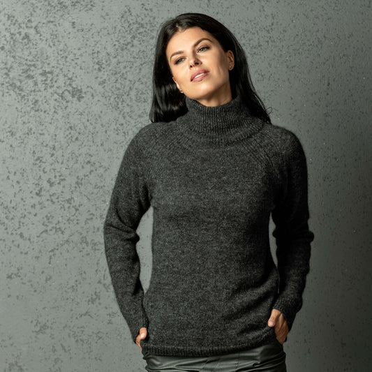 Alpaca wool knit sweater DREAM - dark gray