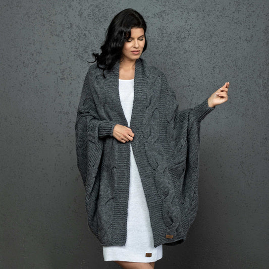 Knotty chunky knit cardigan oversized and forever go - gray!