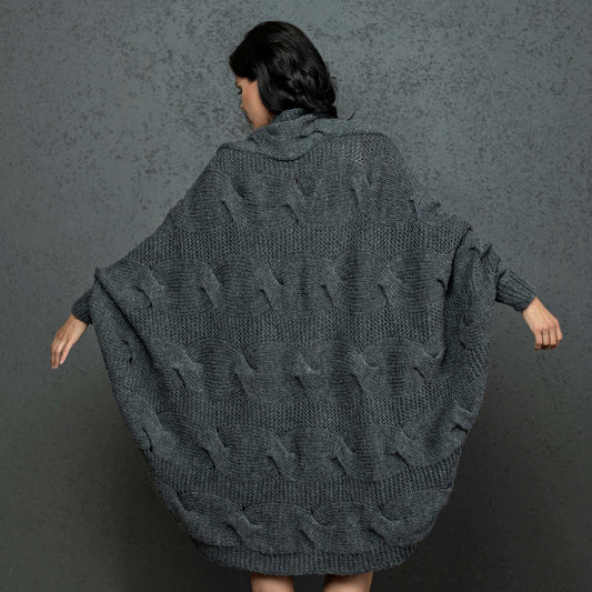 Knotty chunky knit cardigan oversized and forever go - gray!