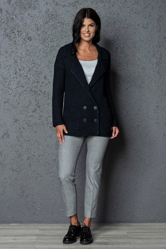 Knitted jacket cardigan Ruth - very dark green