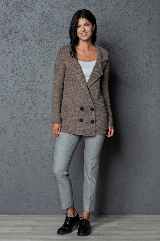 Knitted jacket cardigan Ruth - cocoa