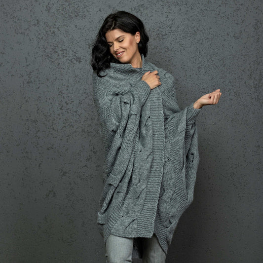 Knotty chunky knit cardigan oversized and forever go - light gray!