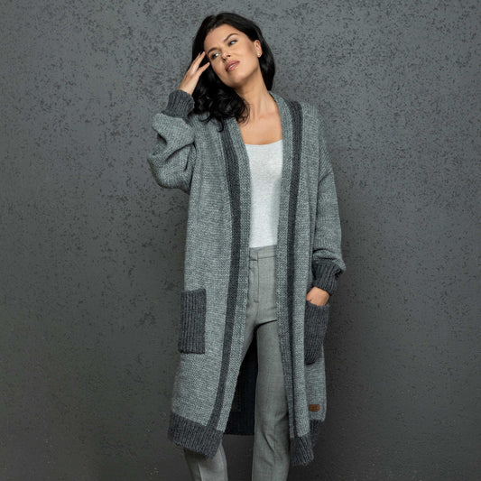 Chunky knit oversized cardigan Natalie - gray!
