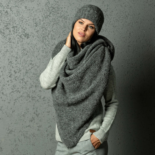 Chunky alpaca wool hat - gray