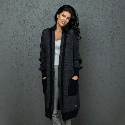 Chunky knit oversized cardigan Natalie - dark gray!